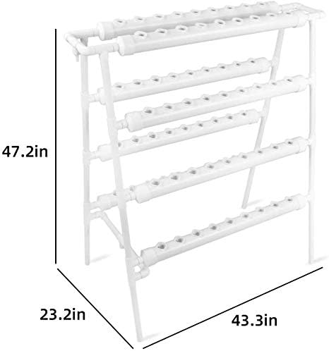 Hydroponics Growing System Kit 72 Plant Sites 4 Layers Food-Grade PVC-U Pipes Hydroponic Grow Kit Gardening System with Water Pump, Timer,Net Pots and Sponge for Vegetables,Fruits,Herb