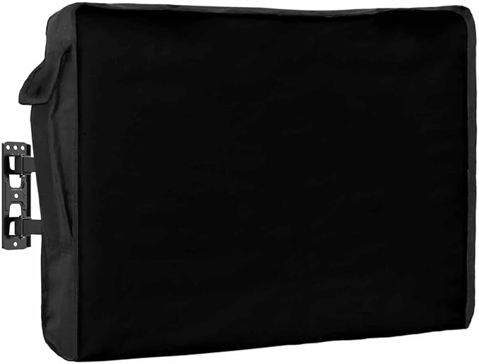 DecorLovee Black Outdoor TV Cover 52 to 55 Inches Weatherproof & Waterproof, Farmhouse Solid Color Outdoor TV Enclosure with Remote Control Pocket, Classic Black TV Screen Protectors for Outside TV