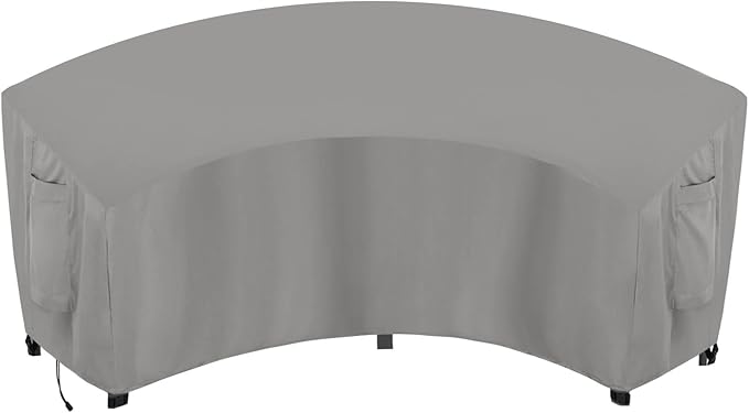OutdoorLines Waterproof Curved Outdoor Sectional Cover - UV Resistant Windproof Patio Sectional Sofa Covers for Deck, Lawn and Backyard, Heavy Duty Furniture Covers (120Lx36Dx38Hx82FL, Grey)