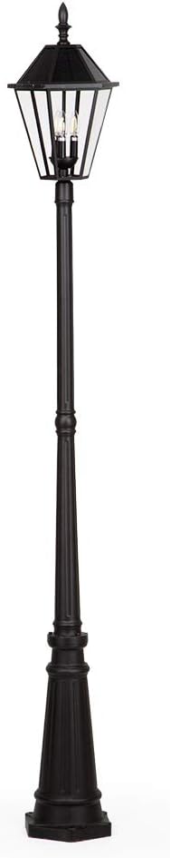 LUTEC London 12513LE4-SL LED Post Solar Light Outdoor Vintage Street Lights for Lawn Patio Yard Pathway Garden
