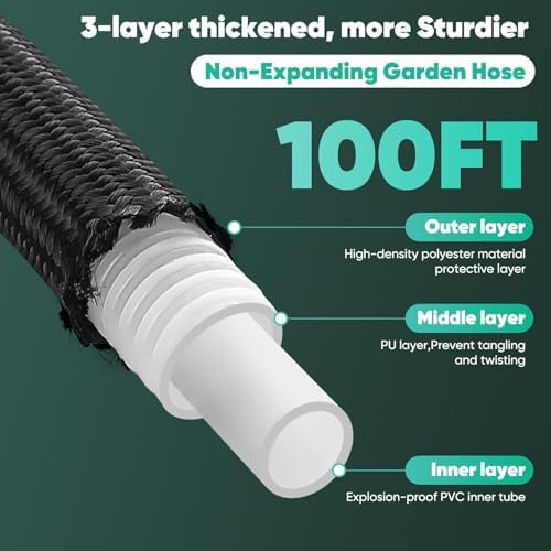 Expandable Garden Hose 50 ft with 10 Function Nozzle Sprayer, Lightweight Flexible Water Hose with Durable Collapsible Latex Core & Solid Brass Fittings,Kink Free,Leak-Proof,Retractable Stretch Hose