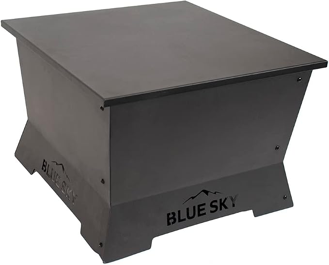 Blue Sky Outdoor Living 24" Square Protective Fire Pit Lid for Square Peak Smokeless Patio Fire Pit, Black