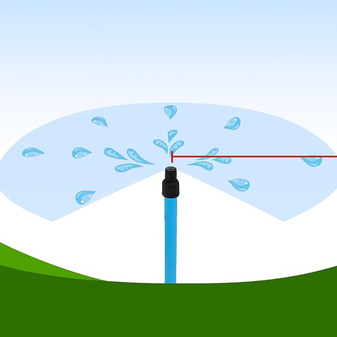 Black G-Type Micro Rotating Sprinklers (2-Pack) — 360° Refraction Spray Nozzles, 6–8M Radius, 1/2 Inch Thread — Eco-Friendly Recycled Plastic Atomizing Irrigation Heads for Lawn