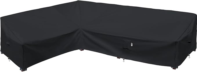 Heavy Duty Outdoor Sectional Sofa Cover, Waterproof 600D Patio Sectional Couch Covers, Lawn Patio Furniture Cover (Midnight Black, 100"x130"(L-Shaped-Left Facing))