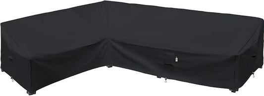 Heavy Duty Outdoor Sectional Sofa Cover, Waterproof 600D Patio Sectional Couch Covers, Lawn Patio Furniture Cover (Midnight Black, 100"x130"(L-Shaped-Left Facing))