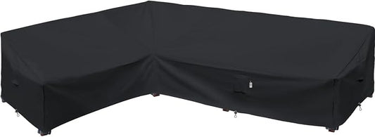 Heavy Duty Outdoor Sectional Sofa Cover, 90"X120" L Shaped Waterproof 600D Patio Furniture Covers, Lawn Patio Couch Protector (Midnight Black, L-Shaped-Left Facing-90 x120)