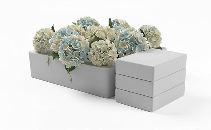 XCEL Floral Foam Blocks - Reusable, Weather Resistant Craft Foam Fresh & Artificial Flower Arrangements, Faux Florist Foam Planters Florist Supplies (Gray 7" x 7" x 3" - 4 Pack)