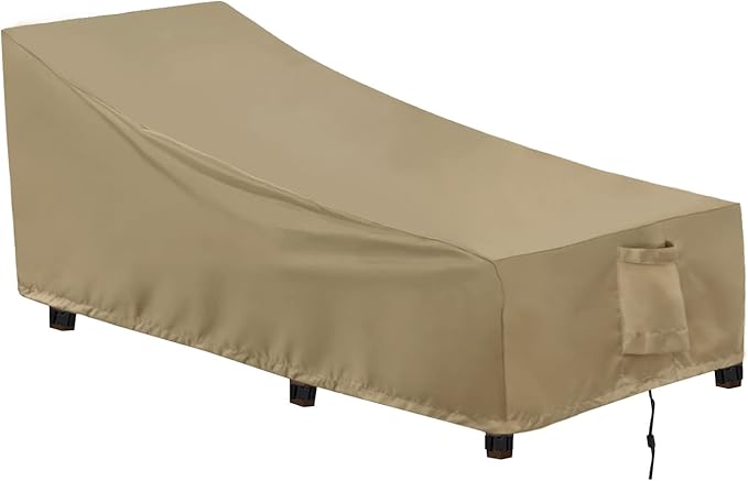 OutdoorLines Outdoor Waterproof Patio Chaise Lounge Chair Cover - UV Resistant Lounger Covers Heavy Duty Weatherproof Patio Sofa Furniture Covers, 1 Pack, 78Wx35.5Dx33H Inches, Camel