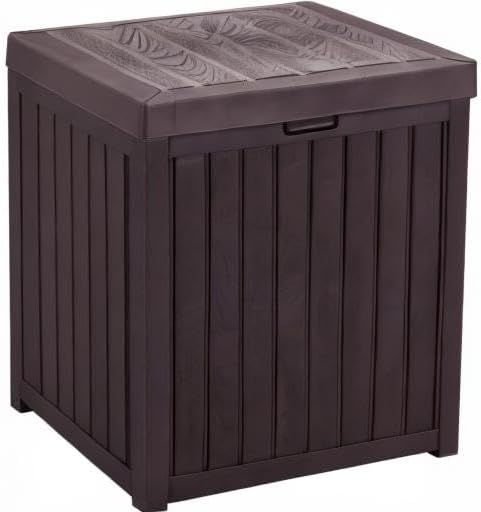 Outvita 51 Gallon Deck Storage Box, Durable Storage Container Bin for Patio Cushions and Yard Stools Outdoor Patio (Brown)