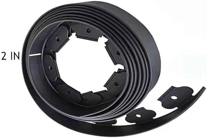 Garden Edging，60ft Landscape Edging with 60 Spikes for Lawn 2 Inch Tall (Black, 60FT)