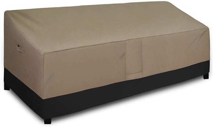 Easy-Going Waterproof Outdoor Couch Cover, Heavy Duty 4-Seater Patio Sofa Cover, Winchdproof Outdoor Furniture Cover with Air Vent （104Wx32.5Dx33H inch,Camel/Dark Brown)