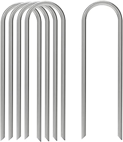 AAGUT 12 Inch Garden Stakes 50 PCS Fence Ground Stake Heavy Duty Yard Landscape Staples Galvanized Tent Spikes 11 Ga Lawn Pins for Dog Fencing, Drip Irrigation Hose, Weed Barrier Fabric, Chicken Wire
