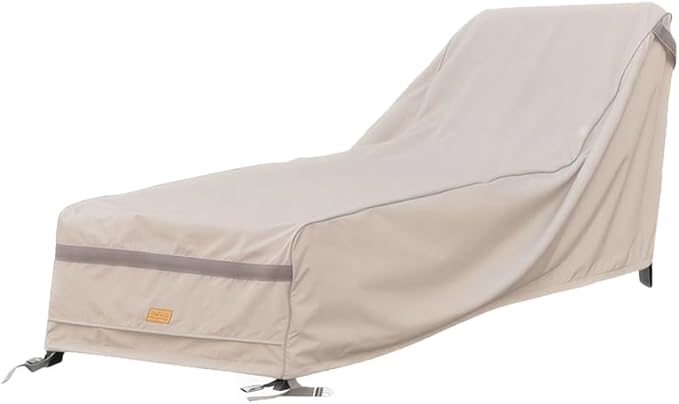 Patio Chaise Lounge Cover Waterproof , Heavy Duty Outdoor Lounge Chair Covers , Beige Durable Patio Furniture Covers , 1 Pack , 68L*28W*30H inch