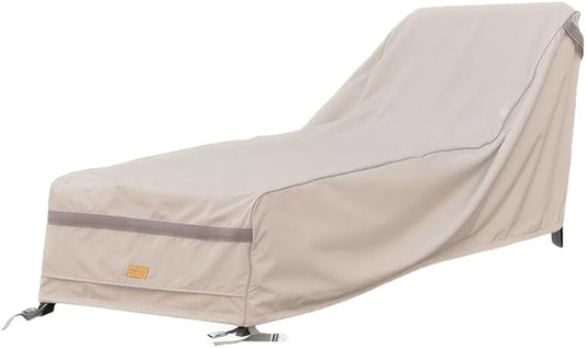 Patio Chaise Lounge Cover Waterproof , Heavy Duty Outdoor Lounge Chair Covers , Beige Durable Patio Furniture Covers , 1 Pack , 80L*28W*30H inch