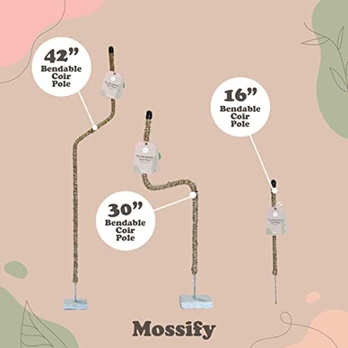 Mossify Bendable Coir Pole for Plants – 42” Premium Manila Coir Moss Pole Monstera Plant Support for Indoor & Outdoor Plant Climbing Support - Comes with Reusable Tape for Durable Plant Pole