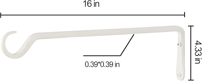 AILIN YELOKIE 16" Plant Hangers 2-Pack - Heavy Duty Rust-Resistant Steel Hooks for Bird Feeders, Indoor/Outdoor Plants & Wall Decor, White