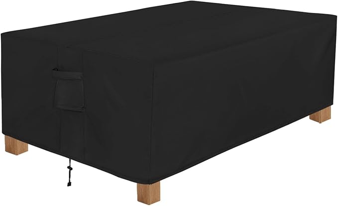 Easy-Going Patio Furniture Cover Waterproof Outdoor Rectangular Table Cover with Seal Tape at Seams (84" L x 44" W x 23" H, Black)