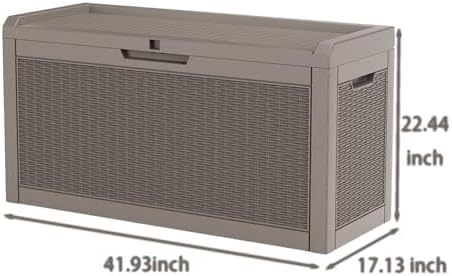 60 Gallon Deck Box, Waterproof Resin Outdoor Storage Box with Lockable Lid, Patio Storage Box with Fade Resistant for Patio Furniture Cushions, Pool Accessories, Garden Tools, Light Coffee