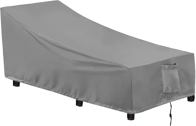 OutdoorLines Outdoor Waterproof Patio Chaise Lounge Chair Cover - UV Resistant Lounger Covers Heavy Duty Weatherproof Patio Sofa Furniture Covers, 1 Pack, 84Wx32Dx32H Inches, Gray