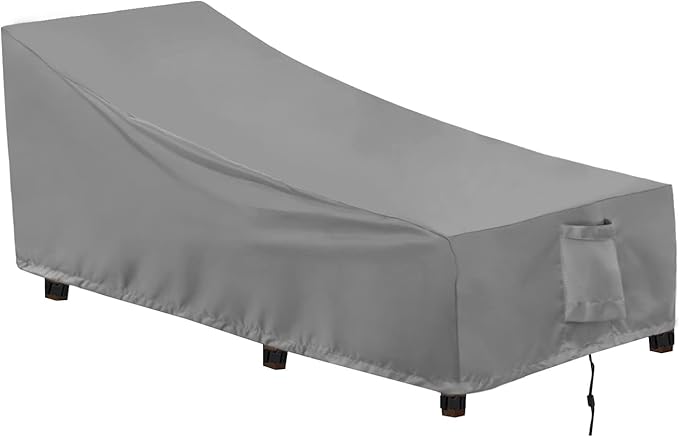 OutdoorLines Outdoor Waterproof Patio Chaise Lounge Chair Cover - UV Resistant Lounger Covers Heavy Duty Weatherproof Patio Sofa Furniture Covers, 1 Pack, 78Wx35.5Dx33H Inches, Gray