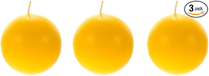 Mega Candles 3 pcs Scented Solid Citronella Ball Round Candles, Hand Poured Wax Candle 3 Inch Diameter, Indoor & Outdoor Use, Camping, Festivities, Events, Party Usage, Patio, Barbecue BBQ, Picnics