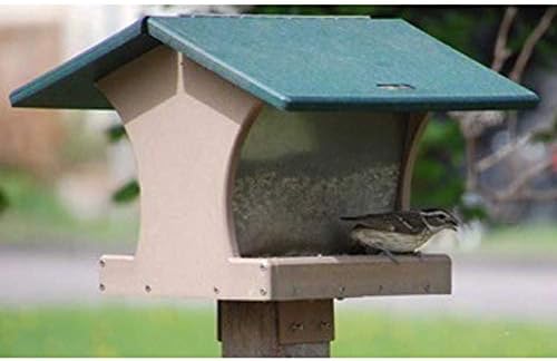 Birds Choice SN200 Two-Sided Hopper Feeder, Recycled Bird Feeder, Medium, Taupe/Green