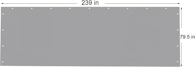 Rutile 10x20 Carport Replacement Sidewall, 180G PE Waterproof & UV Protected Sidewall Cover (Gray, Sidewall Panel w/o Mesh Windows)