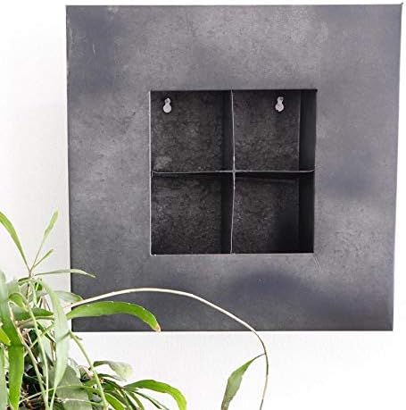 Modern Home Living Wall Galvanized Steel/Zinc Succulent Planter, Wall Mounted Garden Pocket Planter (4 Pocket, Aged Zinc)