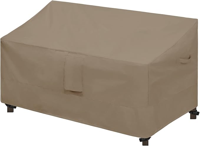 Easy-Going Waterproof Patio Sofa Cover UV Resistant Outdoor Loveseat Cover Durable Patio Bench Cover Weatherproof Lawn Patio Furniture Cover (60Wx35Dx35H inch, Camel)