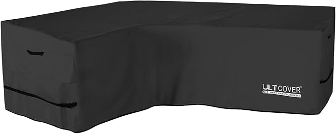 ULTCOVER Patio L-Shaped Left Facing Sofa Cover Waterproof for 4-Seater Outdoor Sectional Furniture Couch 58”W (Left Side) x 85”W (Back Length), Black