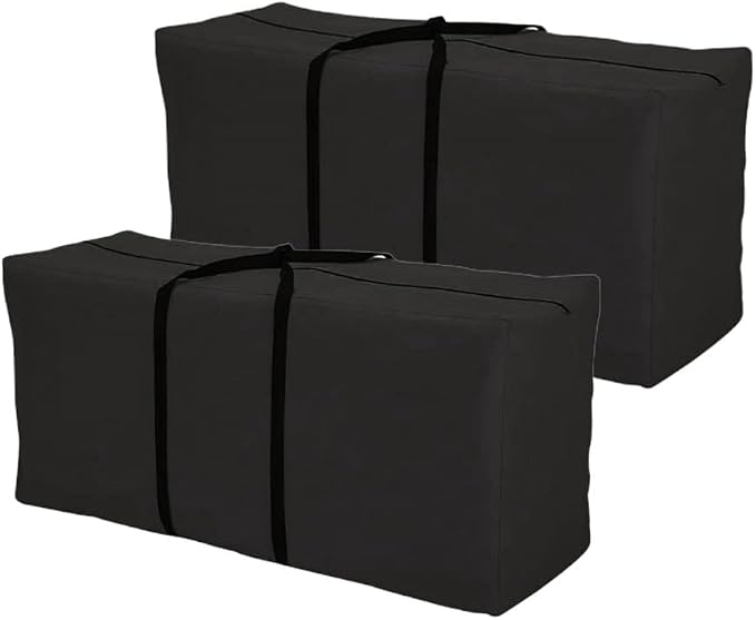 Patio Cushion Storage Bag 68 Inch Extra Large Waterproof Outdoor Pillow Storage Cover for Garden Furniture Cushions Protection Water Resistant, Black