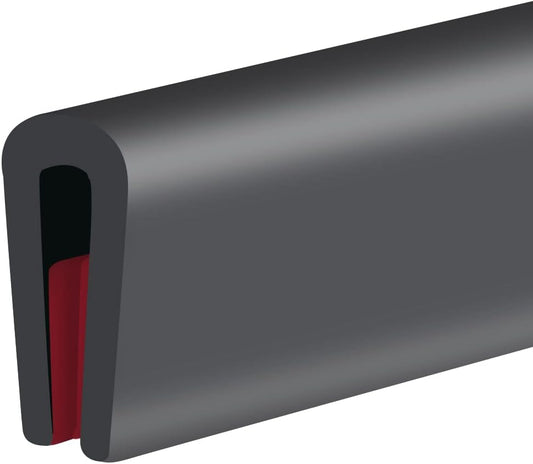 Rubber Edge Trim, Self-Adhesive Rubber Edge Protector for Sheet Metal, EPDM Material, Fit 3/32"(2.0mm), Length 20Ft, Black Color, U Channel Edge Trim