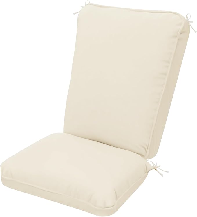 Adirondack Chair Cushions, Waterproof & Fade-Resistant Outdoor Rocking Chair Cushion Set, Removable Seat Pads with Ties for High Back Dining or Patio Chairs, Cream