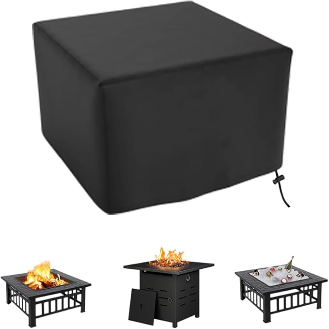 Square Fire Pit Cover for 29-32 Inch Firepit, Heavy Duty Outdoor Patio Fire Pit Table Cover, Gas Fire Pit Cover - Waterproof Dustproof Anti UV and Tear Resistant