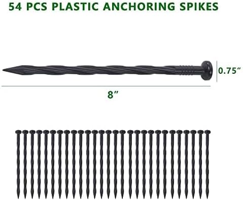 60 Ft Landscape Edging, Garden Edging with 54 Pcs Spikes, 2 in Tall Plastic Edging for Landscaping, No Dig Garden Border Edging, Landscaping Edging Border for Flowerbed Lawn Yard Grass, Black