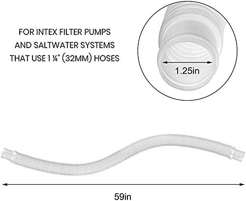 Swimming Pool Replacement Hose,59” Long 1.25" Diameter Filter Pump Hose for Intex Pools,Compatible with Pump Model 607, 637. (2)