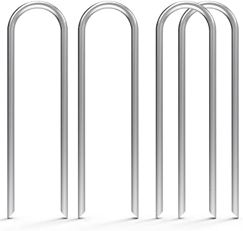AAGUT 6 Inch Landscape Stakes 150 Pack Garden Drip Irrigation Tubing Stakes Heavy Duty 11 Gauge Galvanized Ground Staples Lawn U Hooks for Soaker Hose, Chicken Wire, Chain Link Fence, Dog Fence