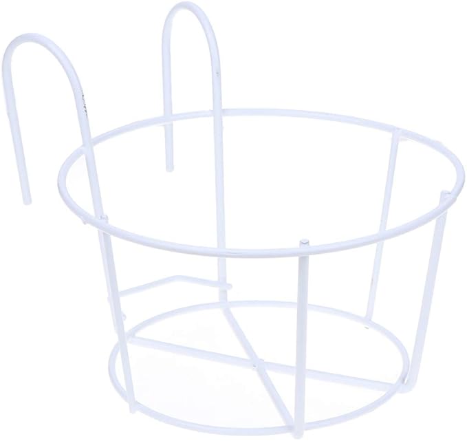 Hanging Railing Planters Baskets Balcony Flower Pot Holders Plant Iron Racks Fence Metal Potted Stand Mounted Balcony Round Plant Baskets Shelf Container Box for Indoor&Outdoor Use,Garden Steel Pots