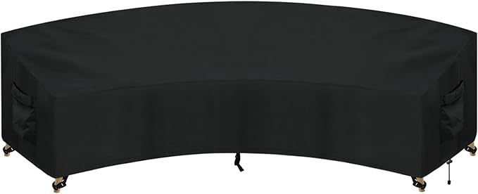 PureFit Outdoor Sectional Sofa Cover Waterproof Curved Patio Furniture Covers for Deck, Lawn and Backyard, 120Lx36Dx38Hx82FL, Black