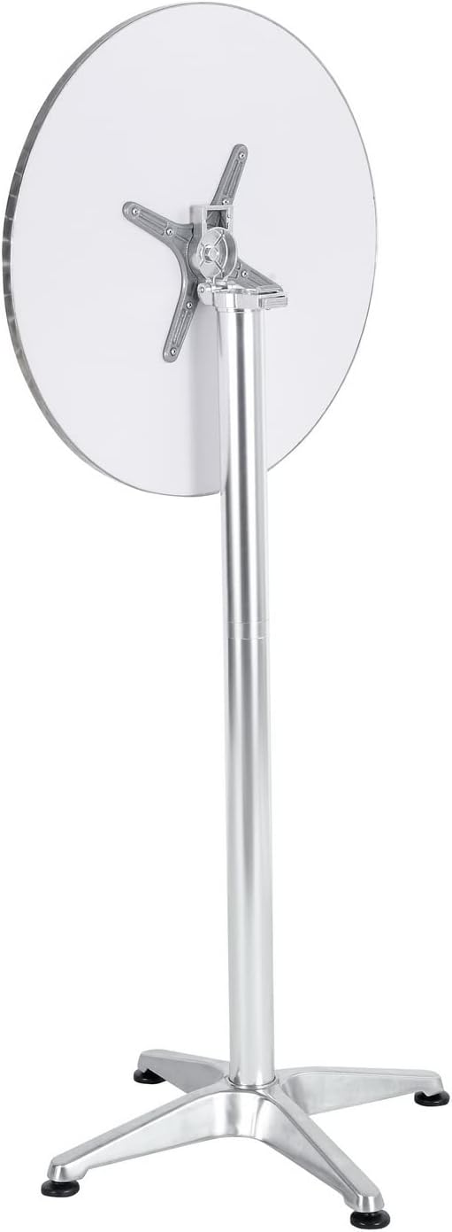 BTEXPERT Set of 2, Aluminum Indoor Outdoor 23.75" Round Restaurant Bar Height 45" Table flip top, Patio Stainless Steel Silver Furniture 25.75" Base