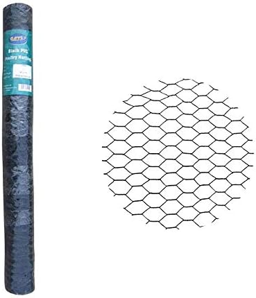 PVC Hexagonal Poultry Netting Chicken Wire 48" x25' x 1" Mesh 20GA Black