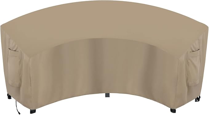 OutdoorLines Waterproof Curved Outdoor Sectional Cover - UV Resistant Windproof Patio Sectional Sofa Covers for Deck, Lawn and Backyard, Heavy Duty Furniture Covers (120Lx36Dx38Hx82FL, Camel)