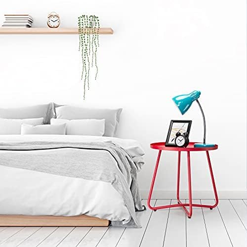 danpinera Outdoor Side Tables, Weather Resistant Steel Patio Side Table, Small Round Outdoor End Table Metal Side Table for Patio Yard Balcony Garden Bedside (Red)
