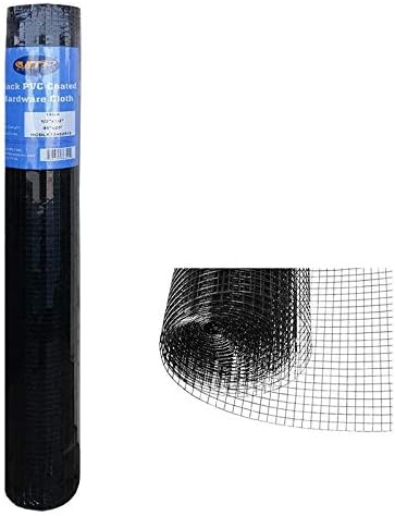 Black PVC Coated Hardware Cloth 48 Inch x 25 Foot -1/2 Inch x 1/2 Inch 19GA