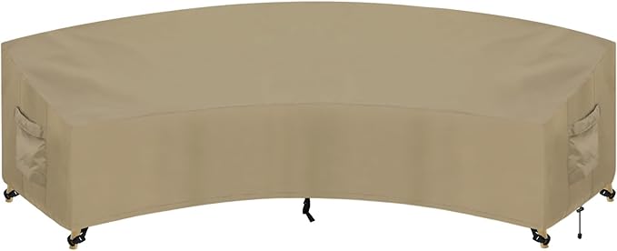 PureFit Outdoor Sectional Sofa Cover Waterproof Curved Patio Furniture Covers for Deck, Lawn and Backyard, 120Lx36Dx38Hx82FL, Camel
