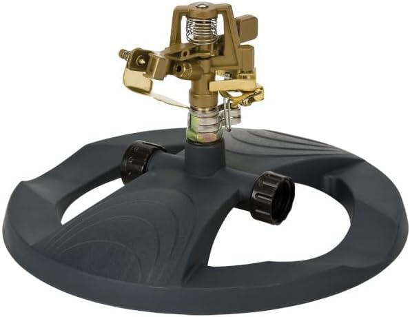 Melnor 65195AMZ Deluxe Pulsating Lawn Sprinkler, 85 ft. Diameter Coverage, Adjustable Watering Pattern, Metal Spray Head, Weighted Sled Base, Grey