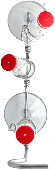 Window Hummingbird Feeder | Handcrafted Copper and Aluminum | Multiple Stations | Modern Hummingbird Feeder | Glass Bottle | Suction Cup (Aluminum, Three Station)