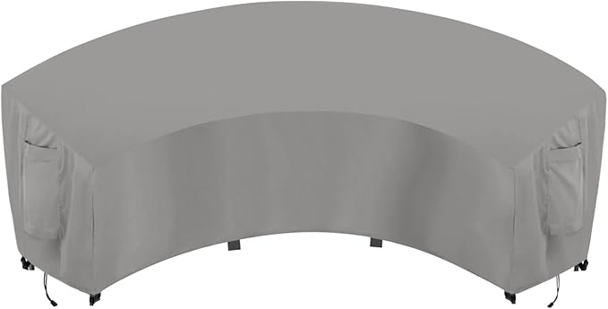OutdoorLines Waterproof Curved Outdoor Sectional Cover - UV Resistant Windproof Patio Sectional Sofa Covers for Deck, Lawn and Backyard, Heavy Duty Furniture Covers (150Lx36Dx38Hx112FL, Grey)