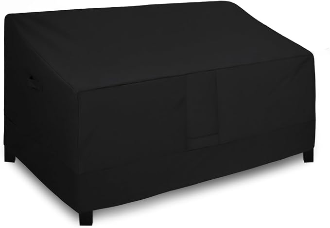 Easy-Going Heavy Duty Outdoor Bench Couch Cover, Waterpfoof Windproof Patio Furniture Cover with Air Vent (88Wx32.5Dx33H inch,Black)