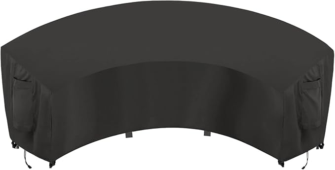 OutdoorLines Waterproof Curved Outdoor Sectional Cover - UV Resistant Windproof Patio Sectional Sofa Covers for Deck, Lawn and Backyard, Heavy Duty Furniture Covers (190Lx36Dx39Hx128FL, Black)